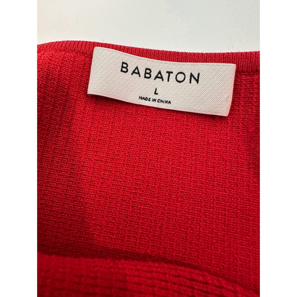 Babaton Aritzia Sculpt Knit Long Sleeve Crop Top Red Square Neck Large 113234 - Picture 3 of 4